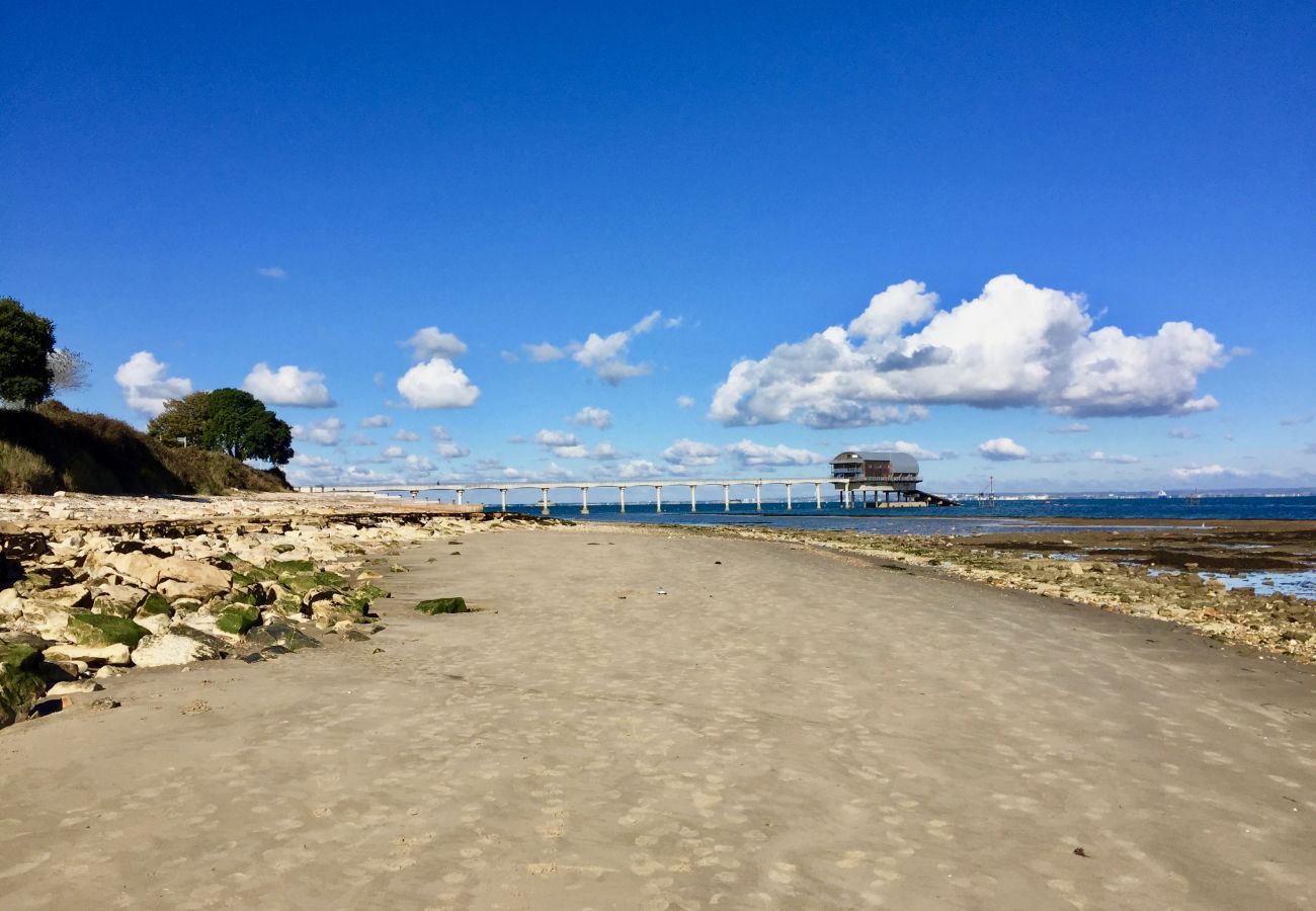 Bembridge Beach in the Spring, with the view of the life boat station. 
